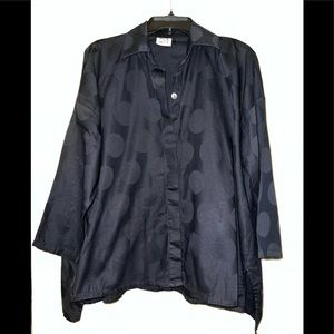 Planet By Lauren G Polka Dot Button Down Shirt